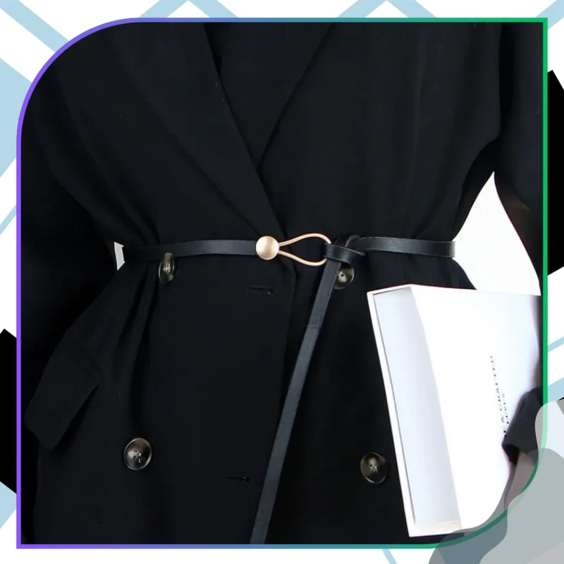 Damski pasek wąski długi wiązany skórzany 5.webp