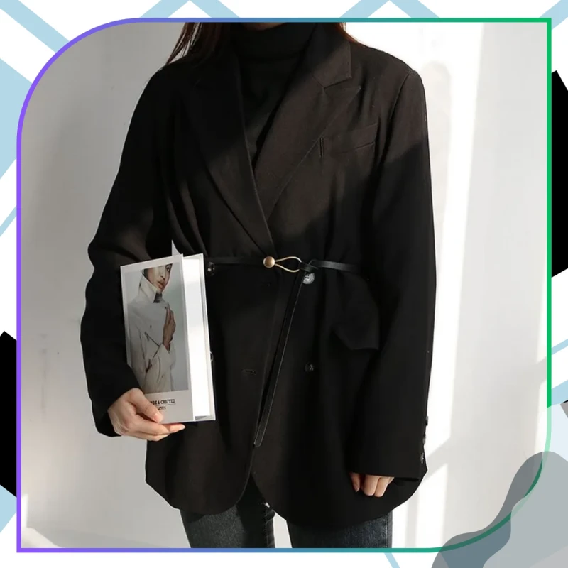 Damski pasek wąski długi wiązany skórzany 6.webp