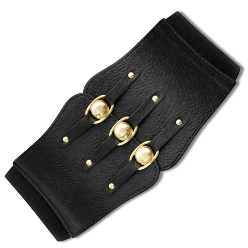 Pasek Damski elastyczny czarny gorset szeroki pas 1.webp