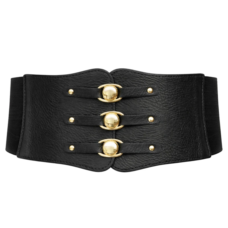 Pasek Damski elastyczny czarny gorset szeroki pas 4.webp