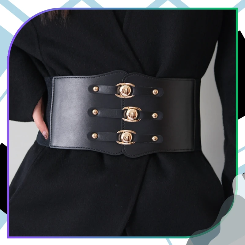 Pasek Damski elastyczny czarny gorset szeroki pas 7.webp