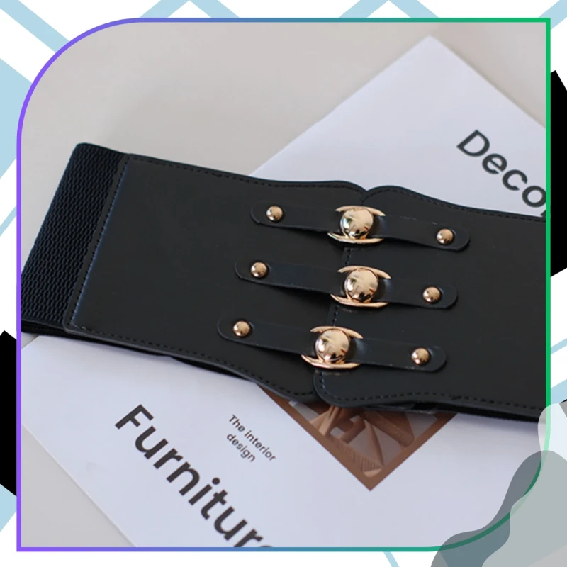 Pasek Damski elastyczny czarny gorset szeroki pas 8.webp