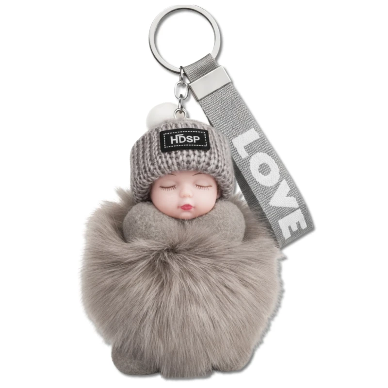 Brelok do torebki kluczy pompon lalka laleczka love 1.webp