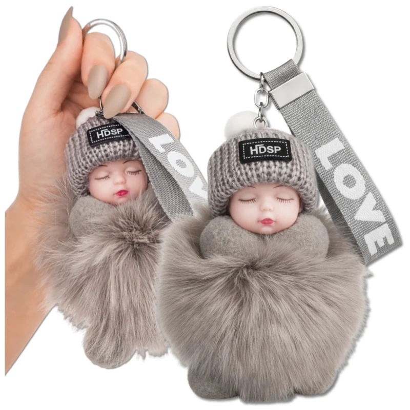 Brelok do torebki kluczy pompon lalka laleczka love 2.webp