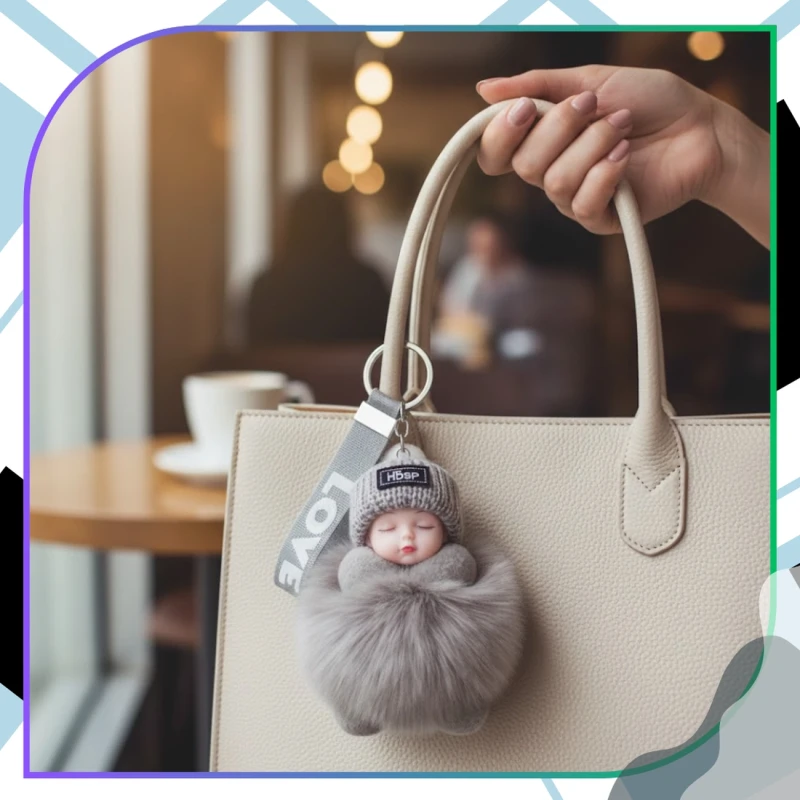 Brelok do torebki kluczy pompon lalka laleczka love 6.webp