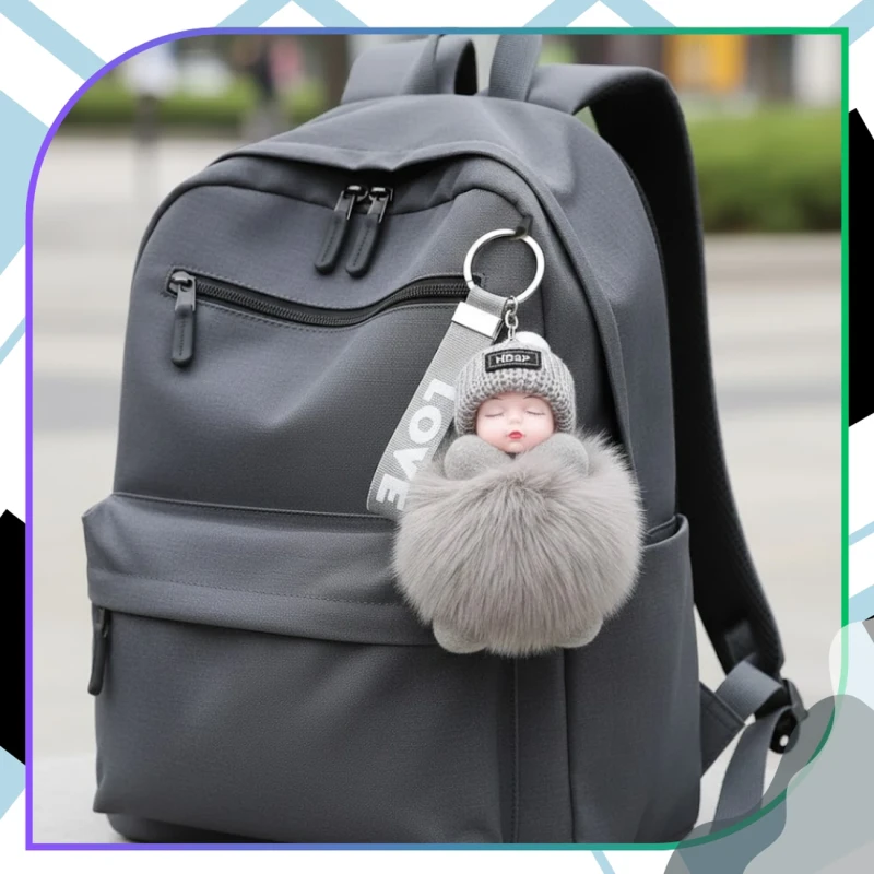 Brelok do torebki kluczy pompon lalka laleczka love 7.webp