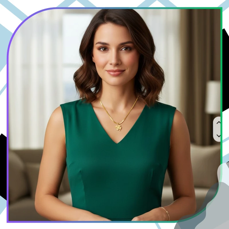 Naszyjnik żmijka złoty elegancki stal chirurgiczna koniczynka 8.webp