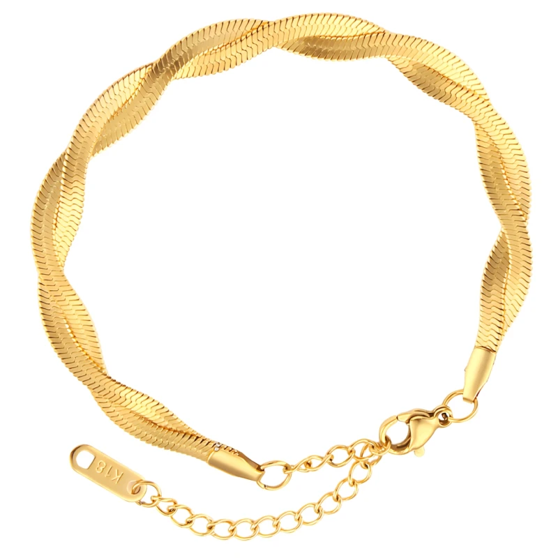 Bransoletka żmijka pozłacana Stal chirurgiczna złota 4.webp