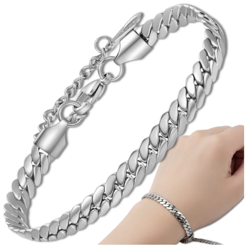 Bransoletka łańcuch srebrna stal chirurgiczna elegancka 2.webp