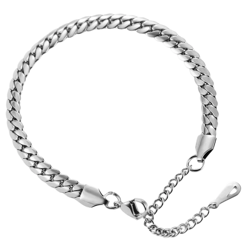 Bransoletka łańcuch srebrna stal chirurgiczna elegancka 4.webp