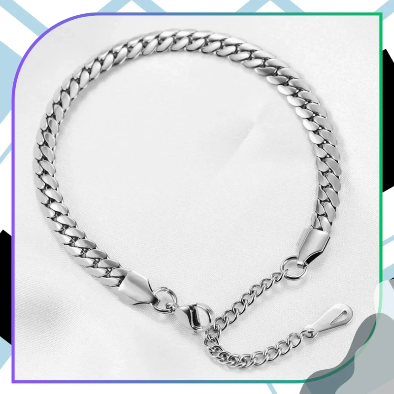 Bransoletka łańcuch srebrna stal chirurgiczna elegancka 5.webp