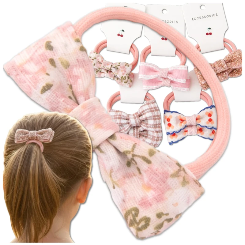 Zestaw Kokarda gumek do włosów 10szt dziecięca dziecka 3.webp