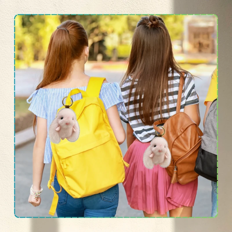 Brelok Królik zawieszka do torebki pompon puszysty króliczek różowy 3.webp