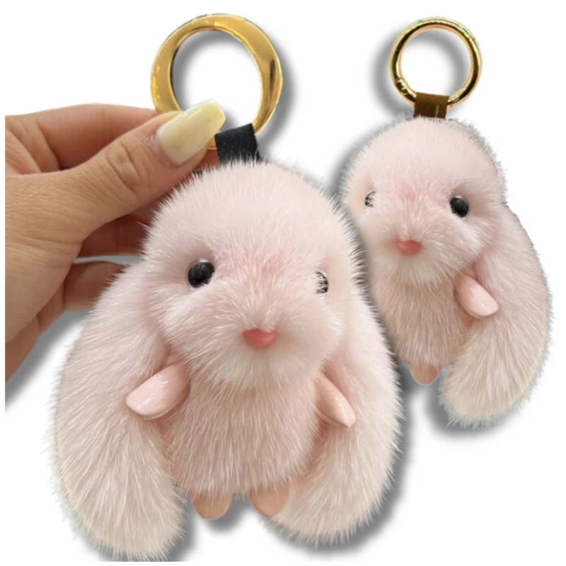 Brelok Królik zawieszka do torebki pompon puszysty króliczek różowy 5.webp