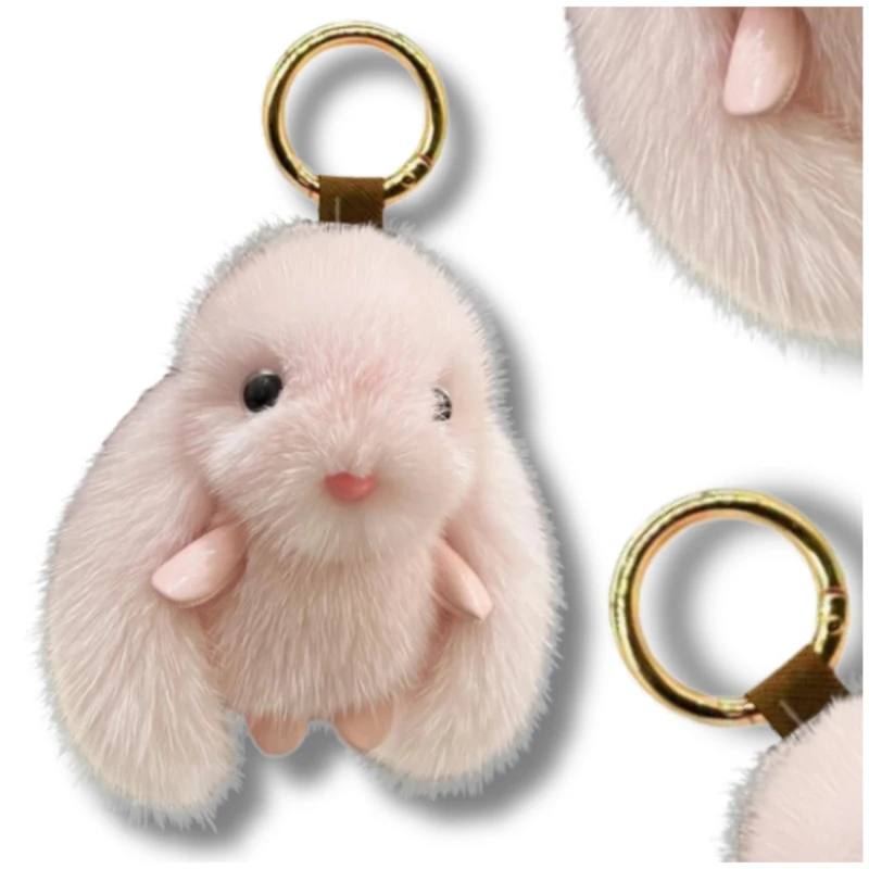 Brelok Królik zawieszka do torebki pompon puszysty króliczek różowy 8.webp