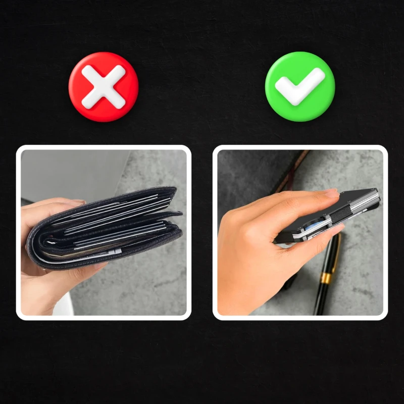 Męski mini metalowy portfel męski czarny futerał organizer na karty 1.webp