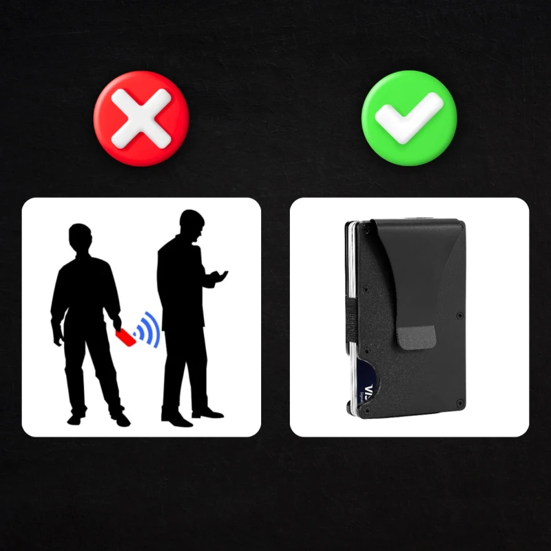 Męski mini metalowy portfel męski czarny futerał organizer na karty 3.webp