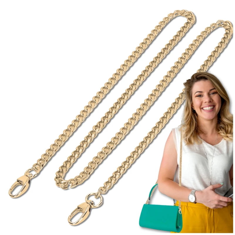 Pasek do torebki 120cm torby złoty mocny metalowy łańcuch 6.webp