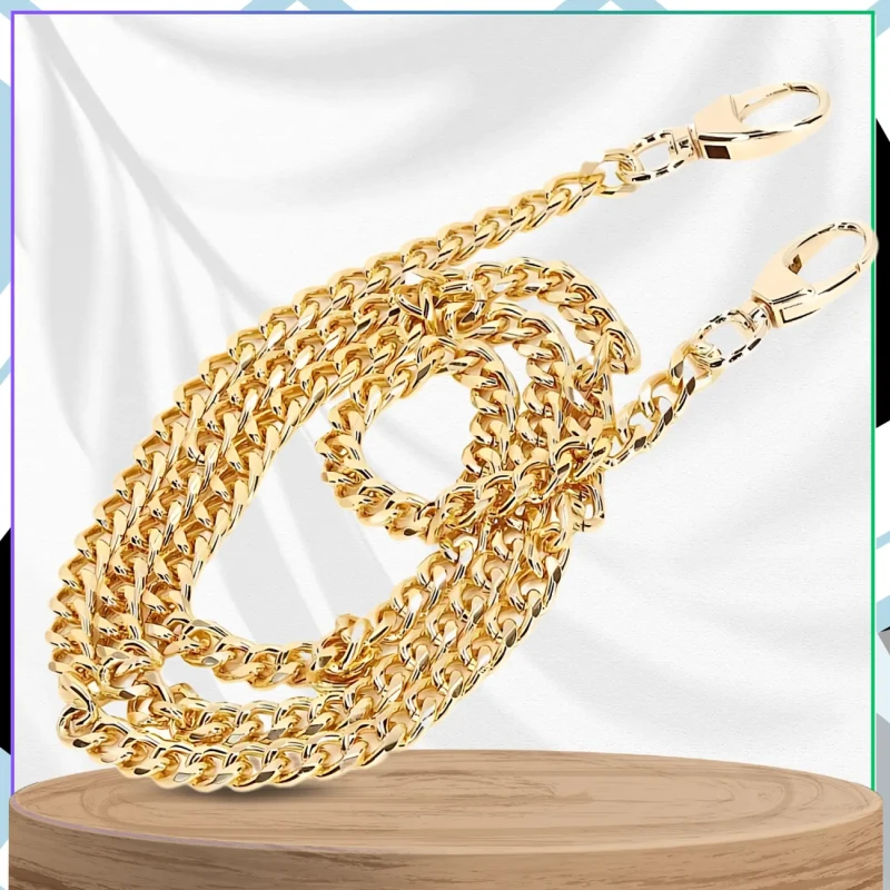 Pasek do torebki 120cm torby złoty mocny metalowy łańcuch 7.webp