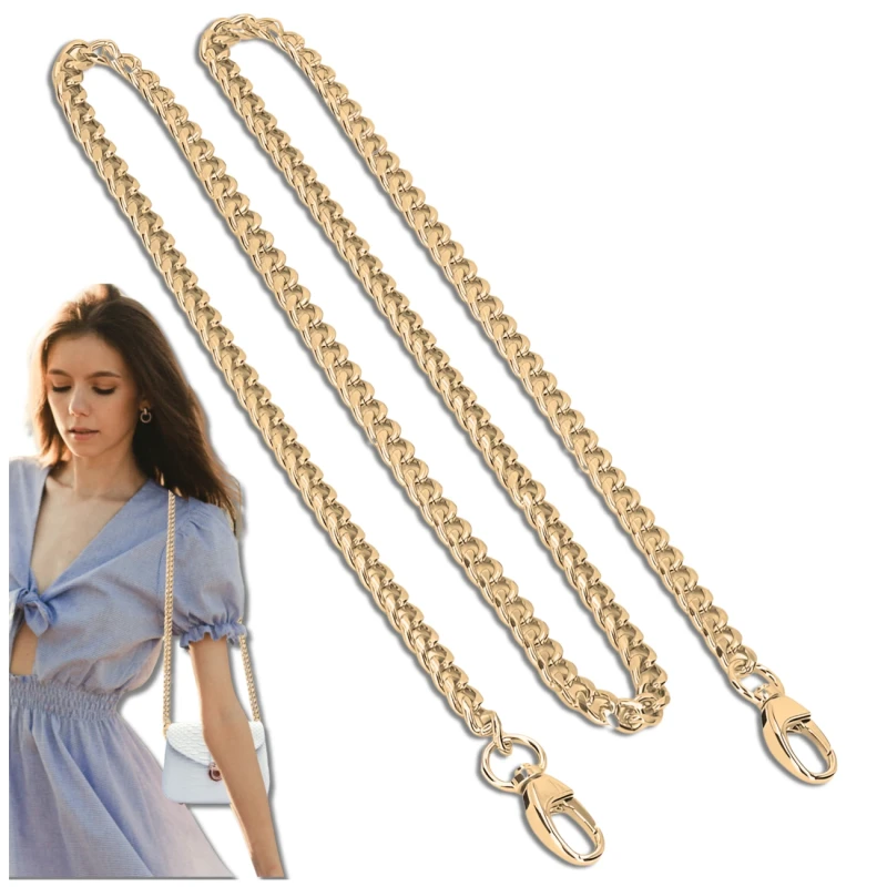Pasek do torebki 120cm torby złoty mocny metalowy łańcuch 8.webp