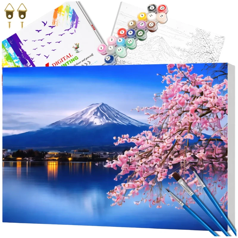 Zestaw do malowania po numerach 40 x 50cm obraz na płótnie Góra Fuji Sakura 1.webp
