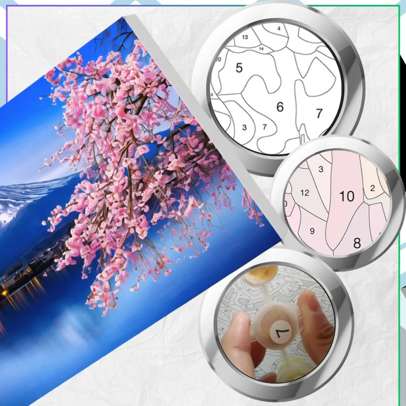 Zestaw do malowania po numerach 40 x 50cm obraz na płótnie Góra Fuji Sakura 6.webp