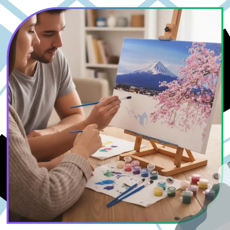 Zestaw do malowania po numerach 40 x 50cm obraz na płótnie Góra Fuji Sakura 12.webp