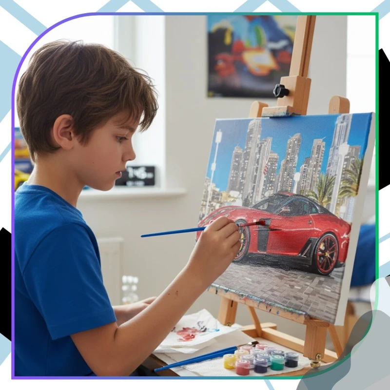 Zestaw do malowania po numerach 40 x 50cm obraz na płótnie Czerwone Auto Supercar 10.webp