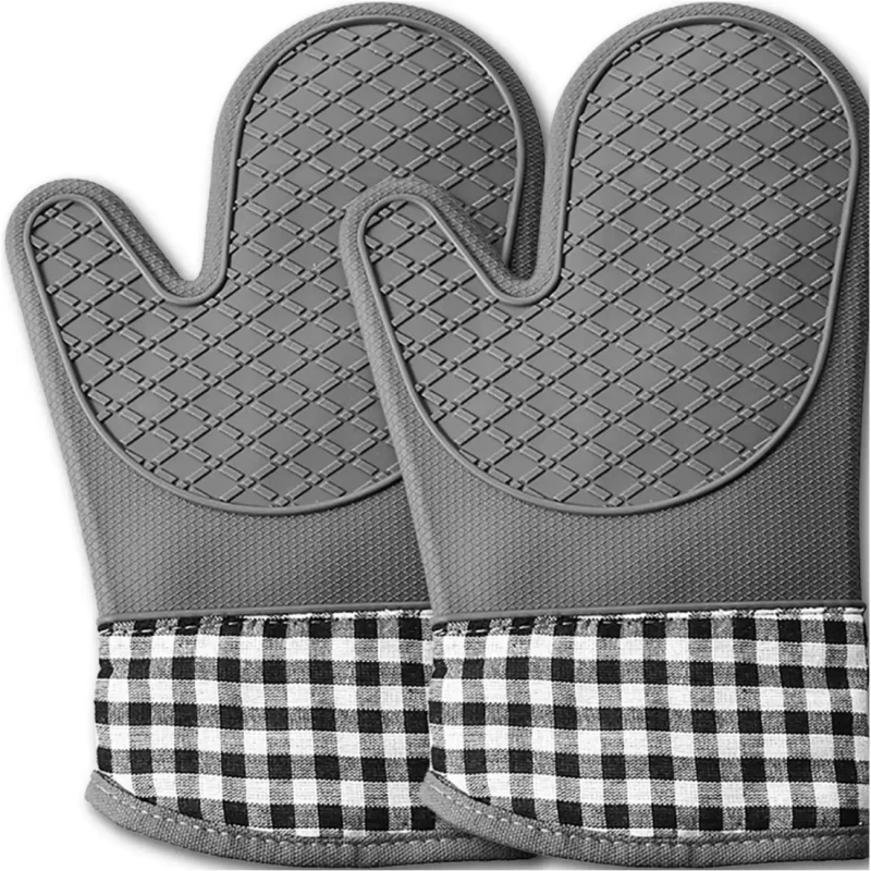 Komplet rękawic kuchennych silikonowe antypoślizgowe szare 2.webp