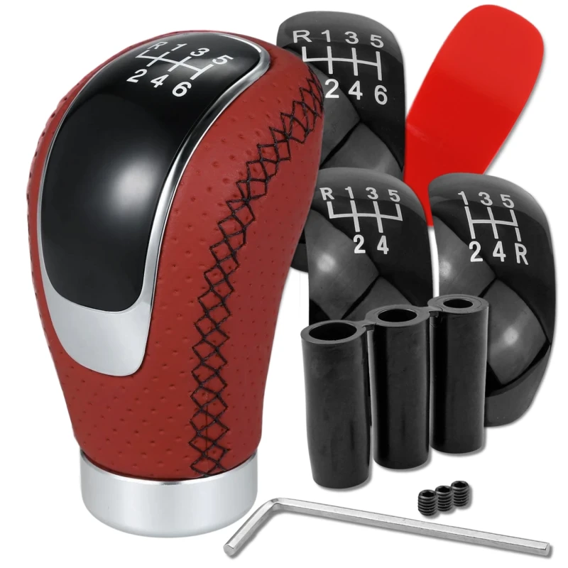 Skórzana gałka zmiany biegów z oznaczeniami uniwersalna ergonomiczna manual 1.webp