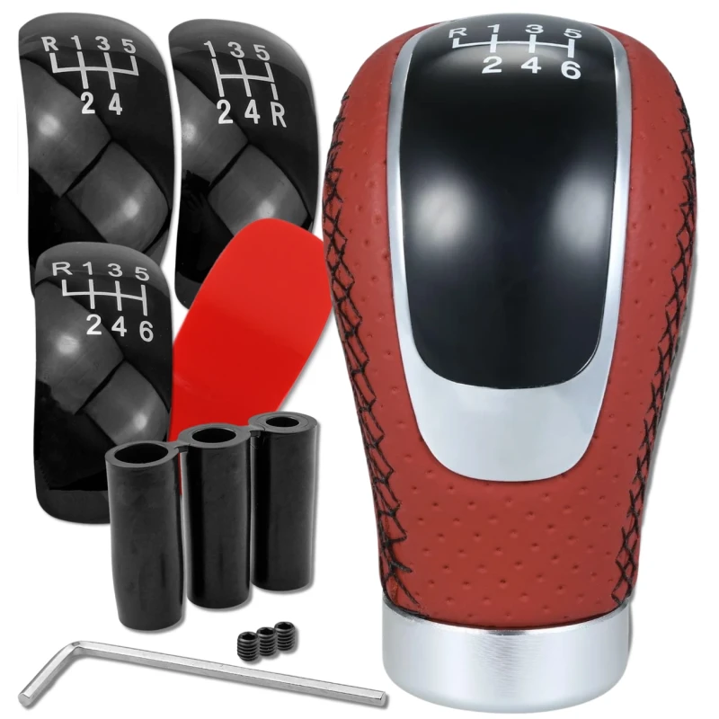 Skórzana gałka zmiany biegów z oznaczeniami uniwersalna ergonomiczna manual 2.webp