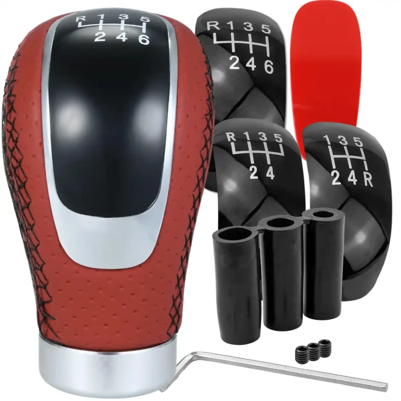 Skórzana gałka zmiany biegów z oznaczeniami uniwersalna ergonomiczna manual 4.webp