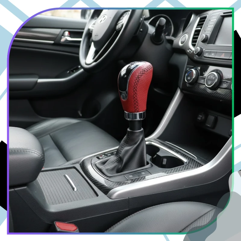 Skórzana gałka zmiany biegów z oznaczeniami uniwersalna ergonomiczna manual 6.webp