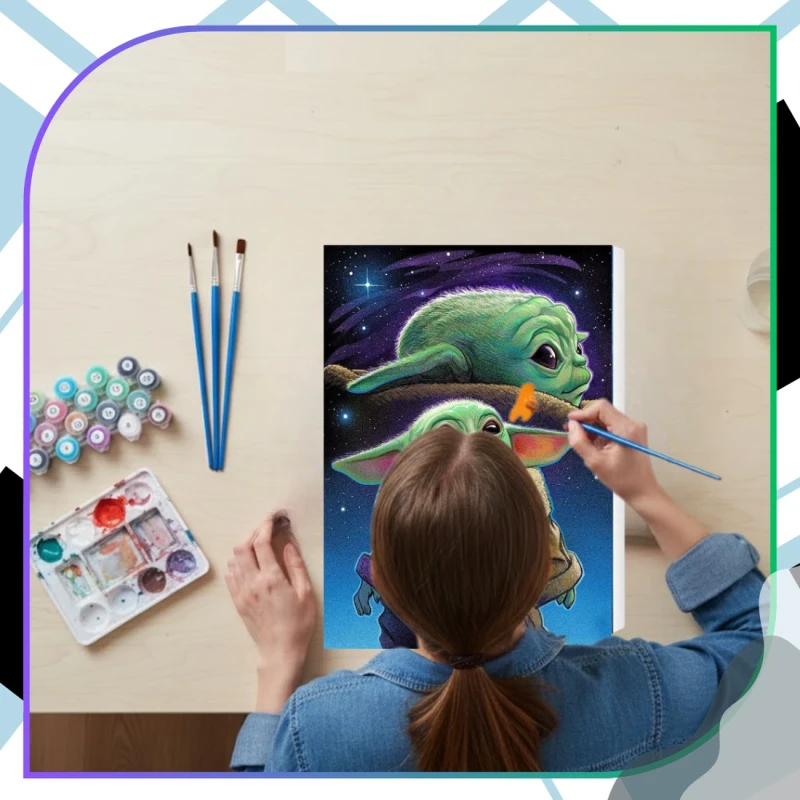 Malowanie po numerach z ramą 40 x 50cm obraz na płótnie Kosmiczne Dziecko 10.webp