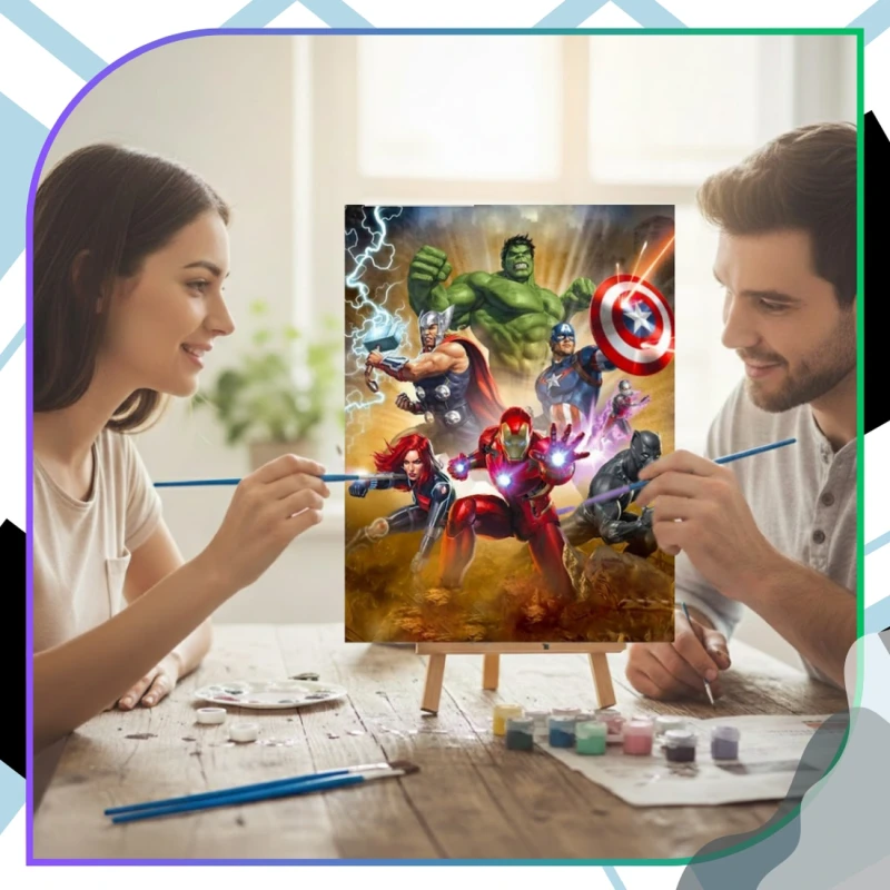 Malowanie po numerach z ramą 40 x 50cm obraz na płótnie Superbohaterowie 11.webp