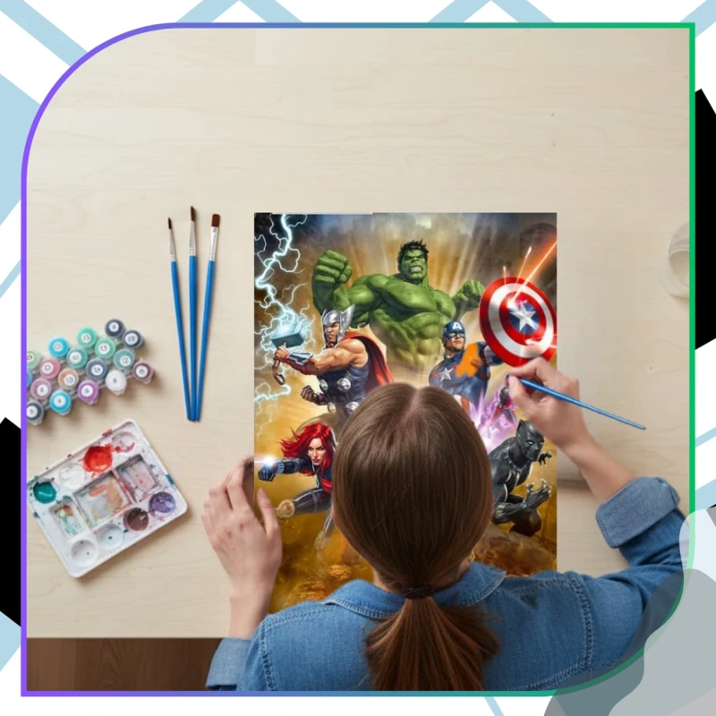 Malowanie po numerach z ramą 40 x 50cm obraz na płótnie Superbohaterowie 12.webp