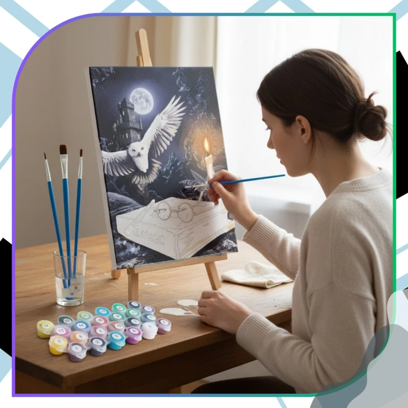 Malowanie po numerach z ramą 40 x 50cm obraz na płótnie Magiczna Sowa 14.webp