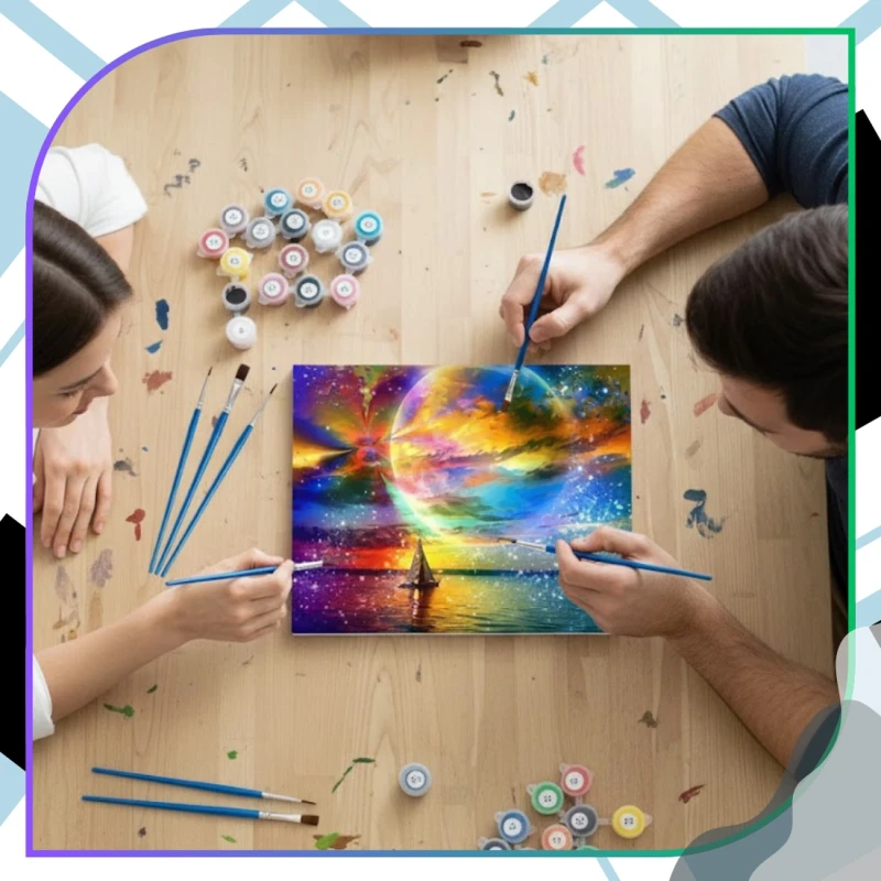 Malowanie po numerach z ramą 40 x 50cm obraz na płótnie Kosmiczny Zachód Słońca 6.webp