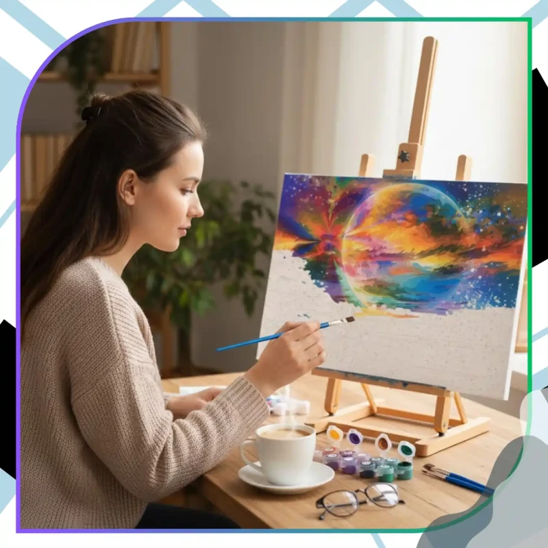 Malowanie po numerach z ramą 40 x 50cm obraz na płótnie Kosmiczny Zachód Słońca 9.webp