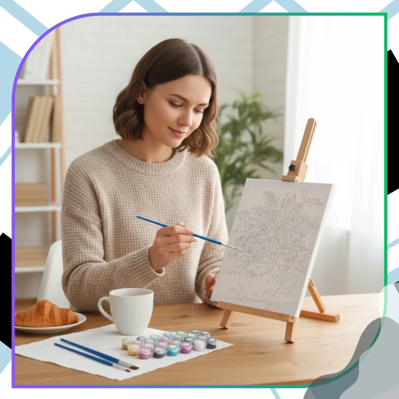 Malowanie po numerach z ramą 40 x 50cm obraz na płótnie Bukiet Kwiatów w Wazonie 10.webp