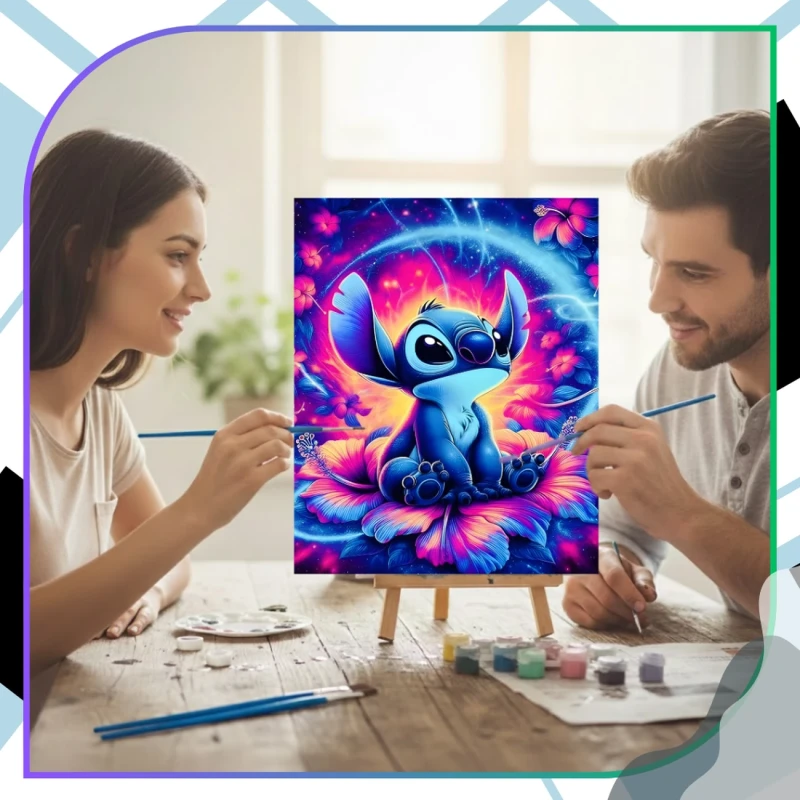 Malowanie po numerach z ramą 40 x 50cm obraz na płótnie Kosmiczna Postać Kwiaty 11.webp