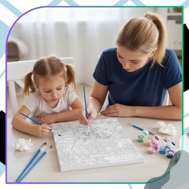 Malowanie po numerach z ramą 40 x 50cm obraz na płótnie Dwa Kociaki w Ogrodzie 13.webp