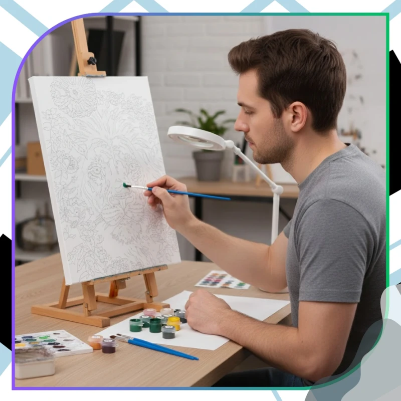 Malowanie po numerach z ramą 40 x 50cm obraz na płótnie Lew w Kwiatach 11.webp