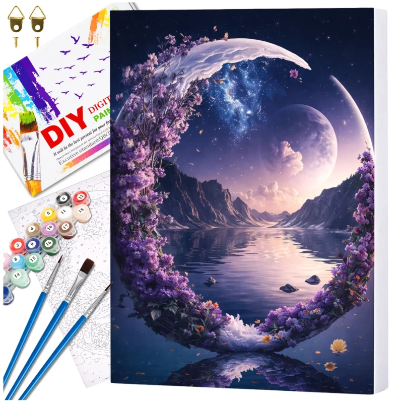 Malowanie po numerach z ramą 40 x 50cm obraz na płótnie Magiczny Księżyc 1.webp