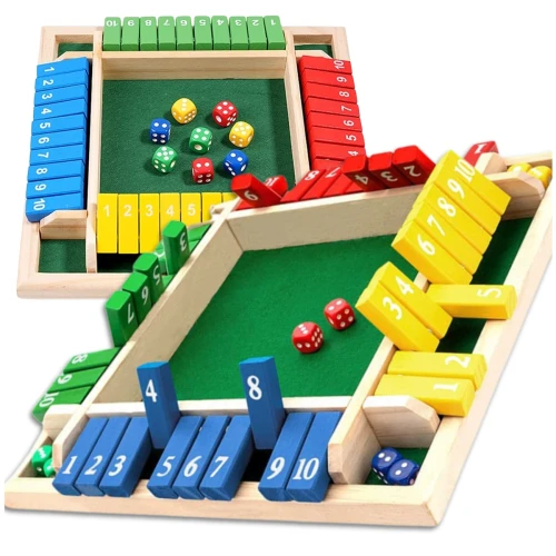 Drewniana gra planszowa edukacyjna w kości kolorowa Shut the Box Zamknij Pudełko