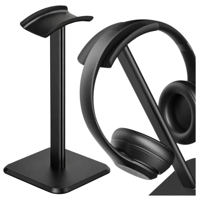 Stojak uchwyt na słuchawki uniwersalny przenośny stabilny biurkowy czarny 2.webp