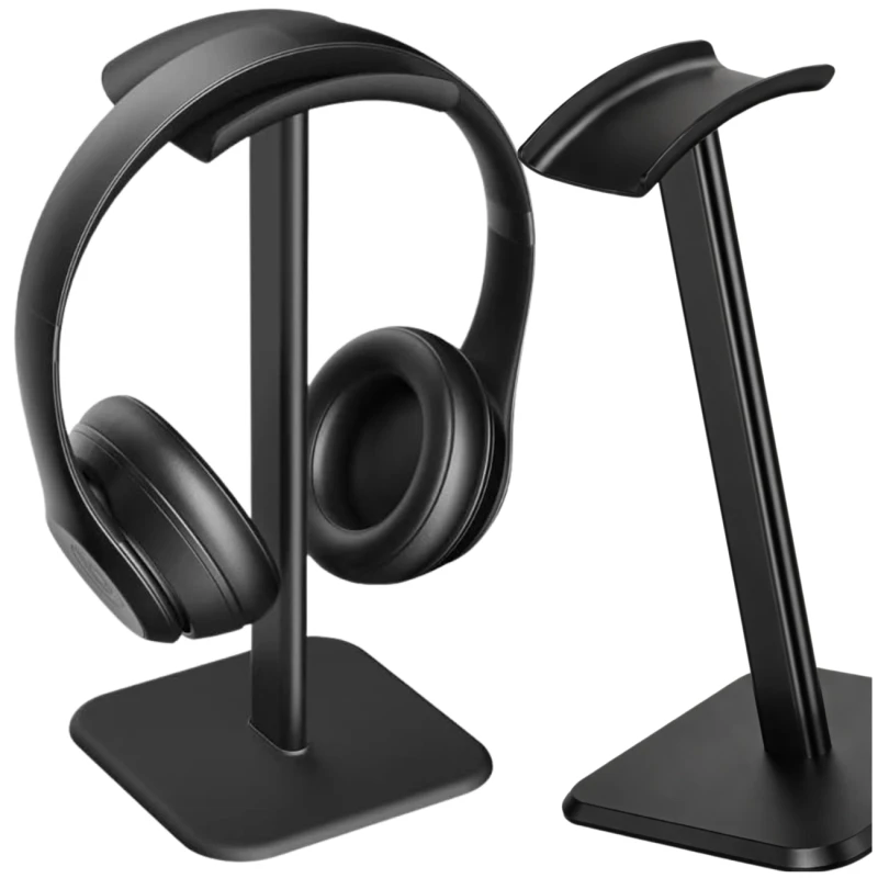 Stojak uchwyt na słuchawki uniwersalny przenośny stabilny biurkowy czarny 3.webp