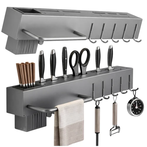 Uchwyt kuchenny na noże i akcesoria ścienny organizer 40 cm szary