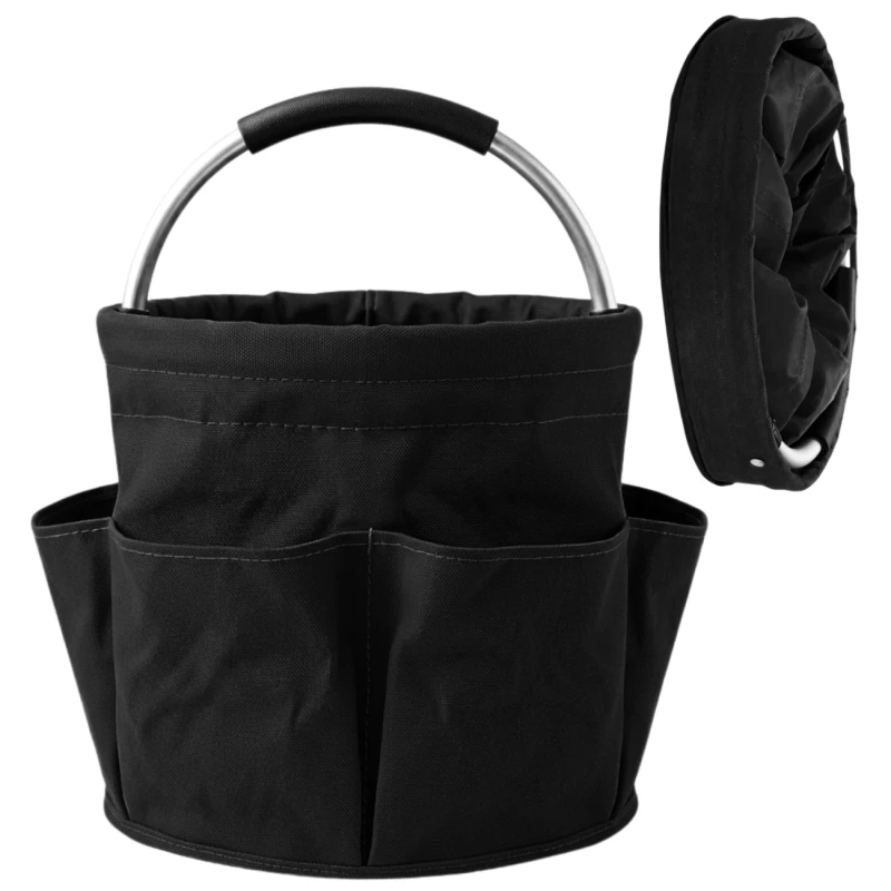 Kosz pojemnik torba na narzędzia ogrodowe składany czarny4.webp