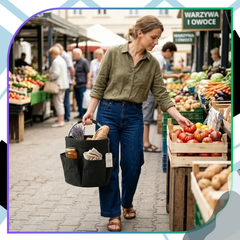 Kosz pojemnik torba na narzędzia ogrodowe składany czarny8.webp